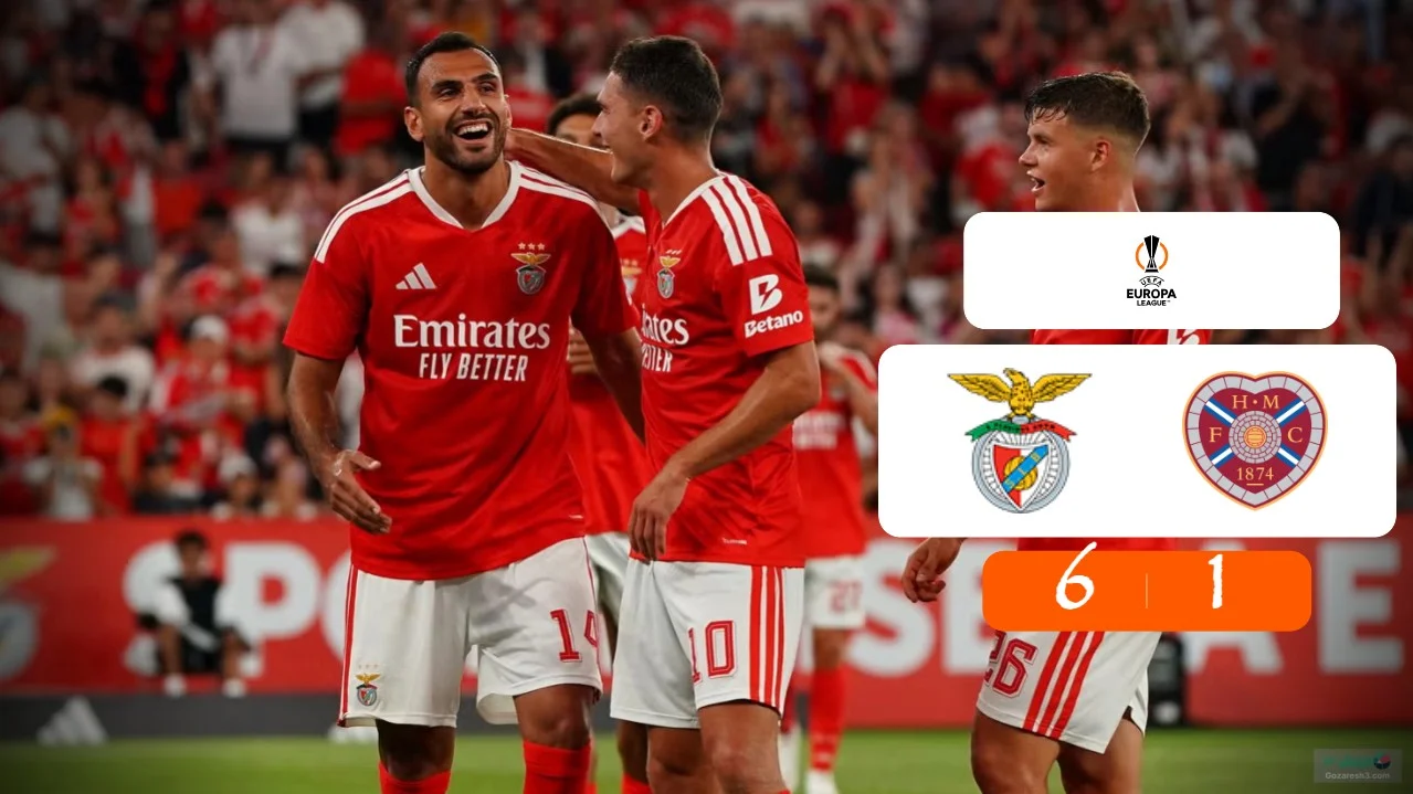 خلاصه بازی بنفیکا 6 - 1 هارتس
